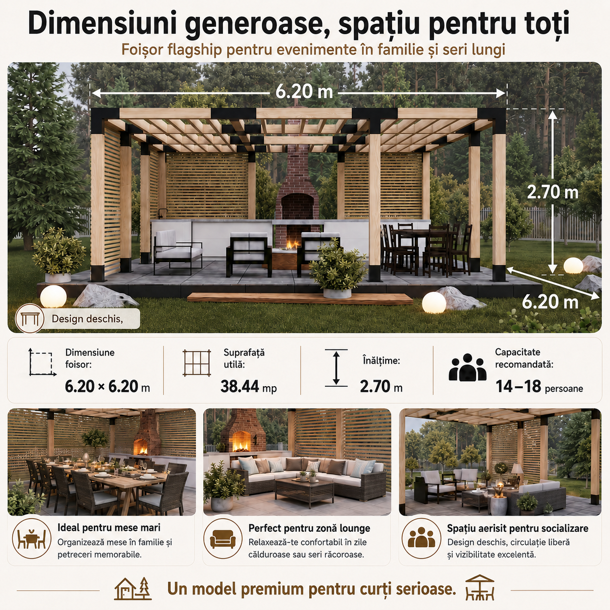 Foișor lemn 6,2x6,2m - Transilvania